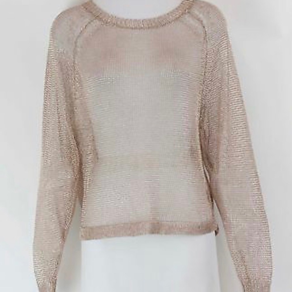 Greylin Gold Sheer Long-sleeve Top